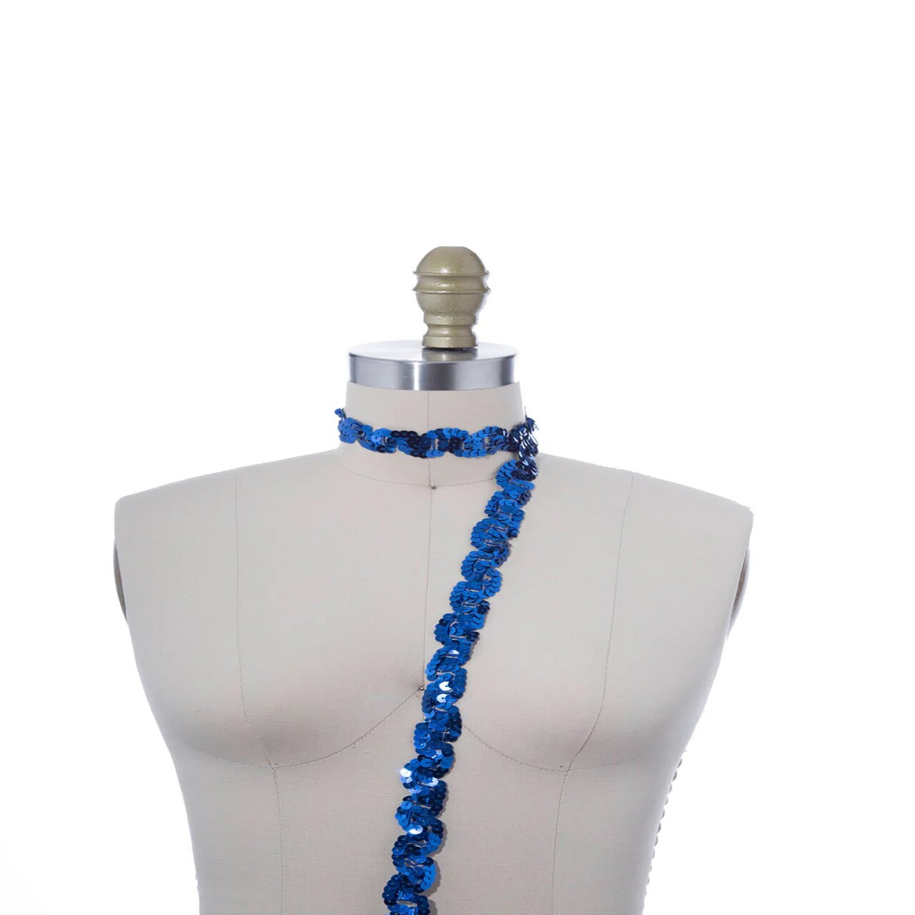 2 Yards Royal Blue Sequin Ric Rac Trim – Non-Stretch Decorative Trimming for Waistbands, Headbands & Costumes